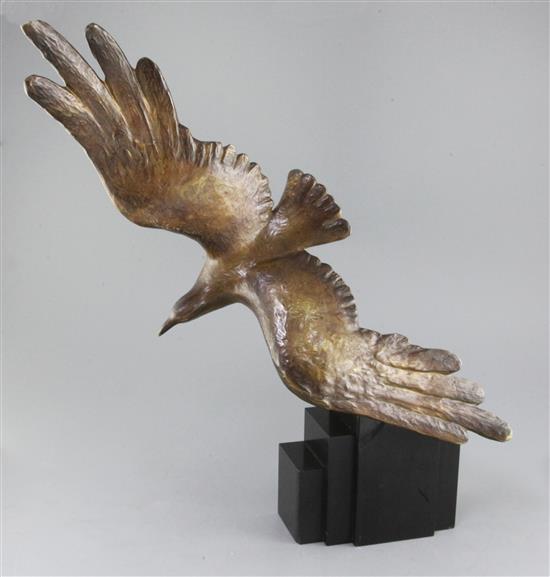 Alexandre Kelety (1918-1940). A bronze model of an eagle in flight, height 23.5in.